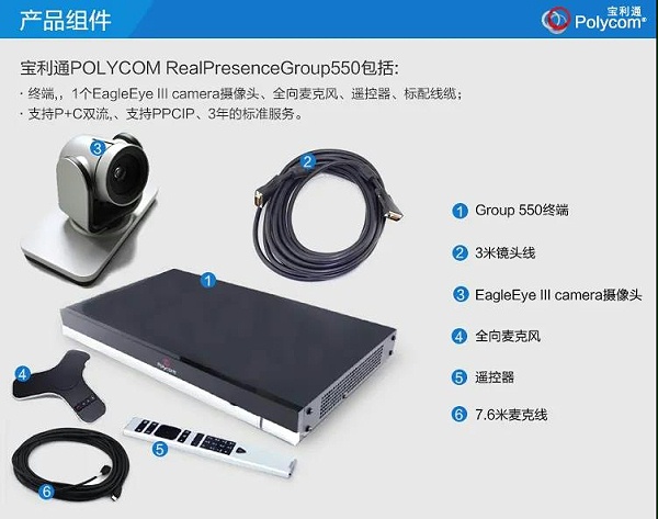 宝利通（Polycom）高清硬件视频会议终端系列GROUP300/310/500/550/700等 Group 550-1080P